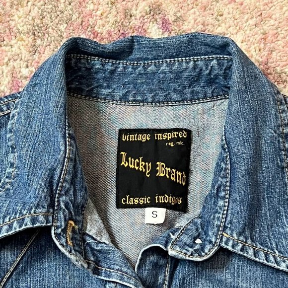 Lucky Brand Vintage Inspired Denim Jean Pearl Snap Shirt Women's Size S - Picture 2 of 7